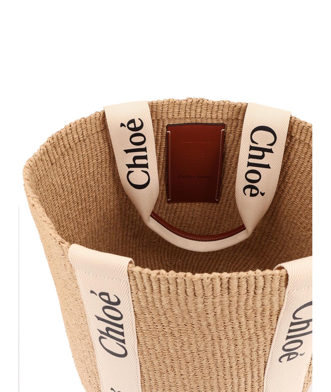 CHLOE Бежевая пелетеная сумка тоут, фото 4