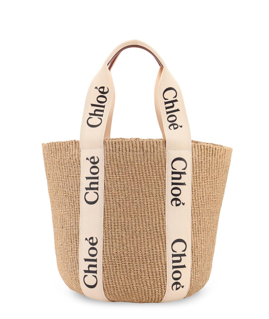 CHLOE Бежевая пелетеная сумка тоут, фото 1