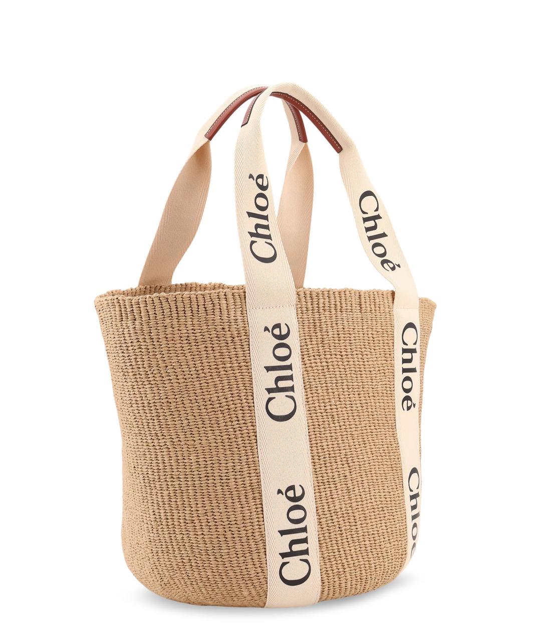CHLOE Бежевая пелетеная сумка тоут, фото 3