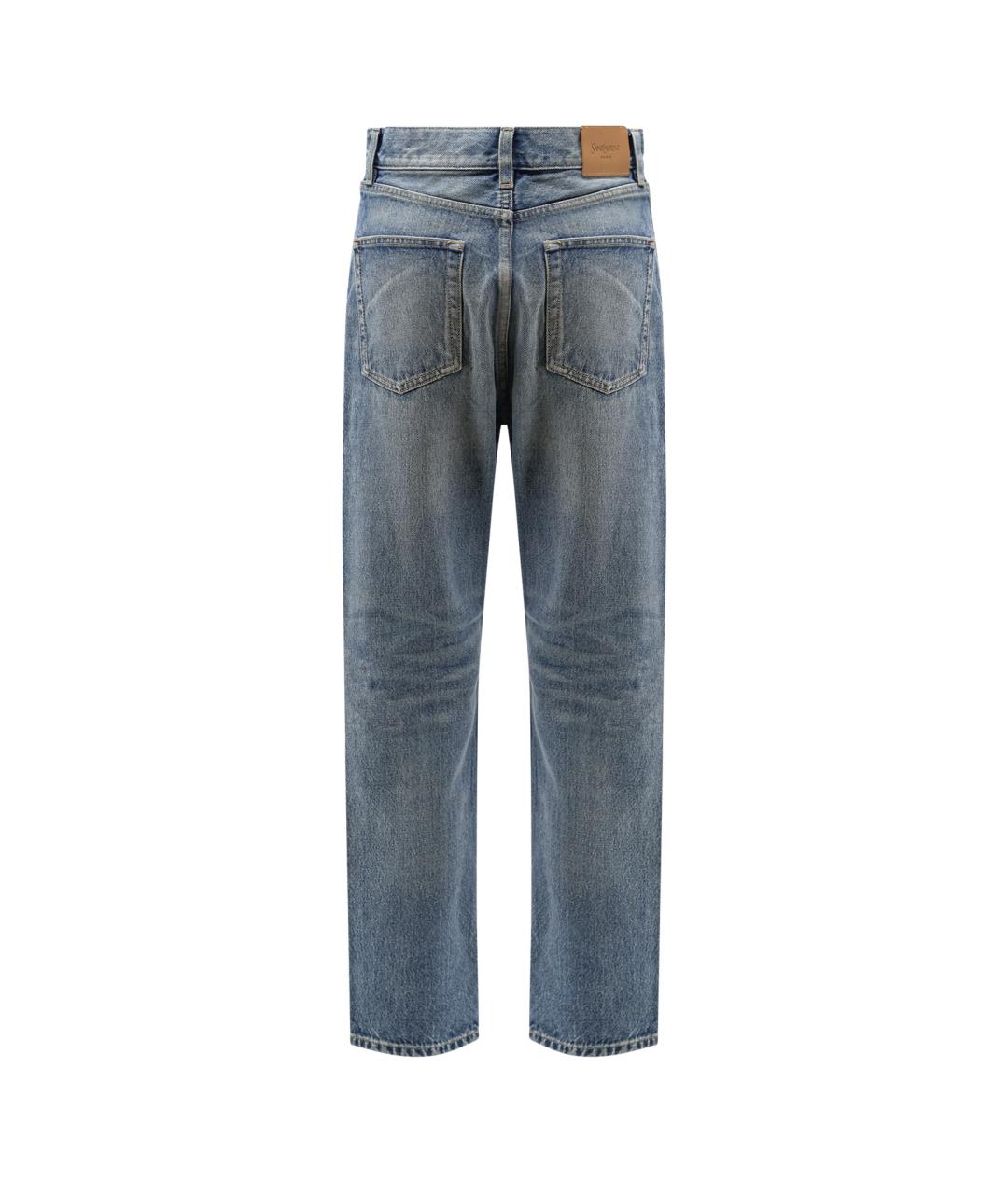SAINT LAURENT Голубые хлопковые прямые джинсы, фото 2