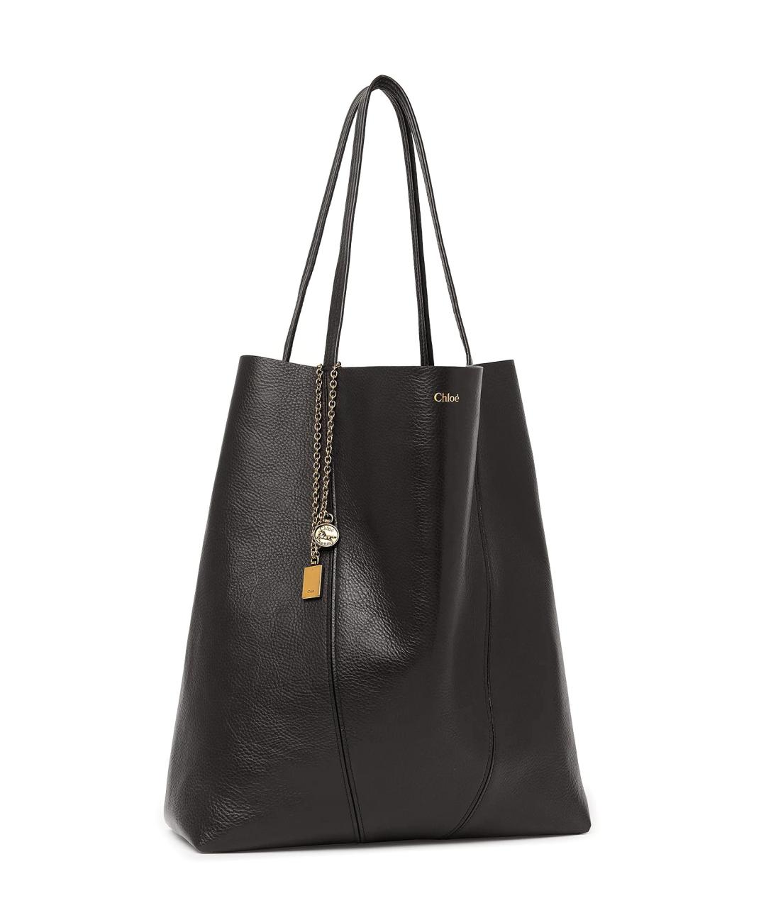 CHLOE Черная кожаная сумка тоут, фото 3