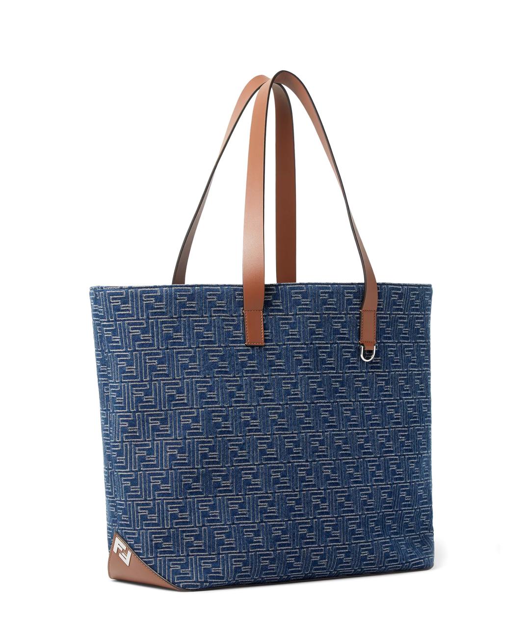 FENDI Синяя тканевая сумка тоут, фото 3