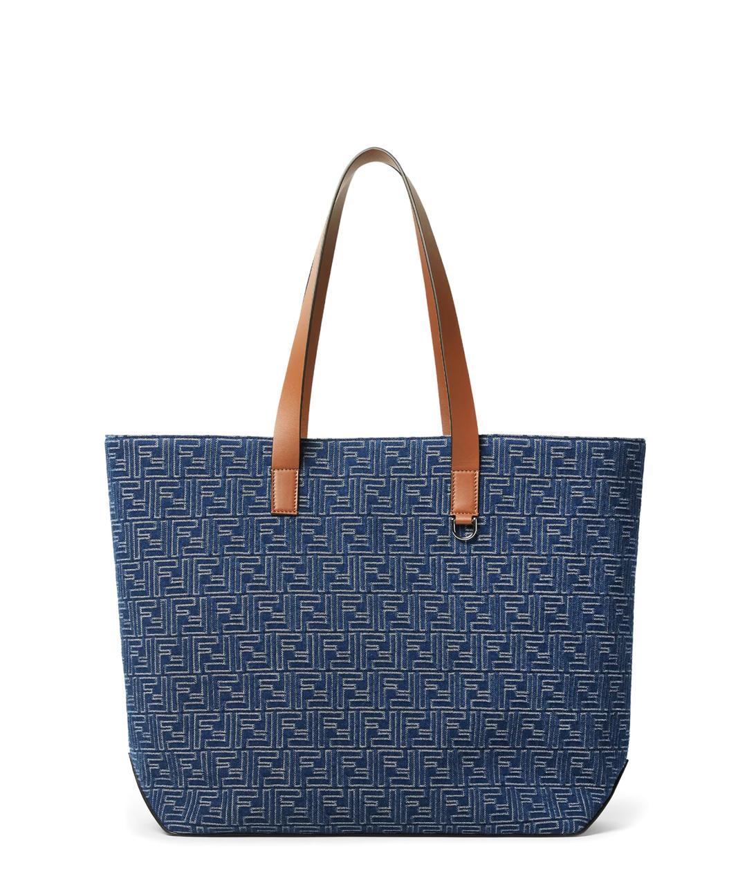 FENDI Синяя тканевая сумка тоут, фото 1