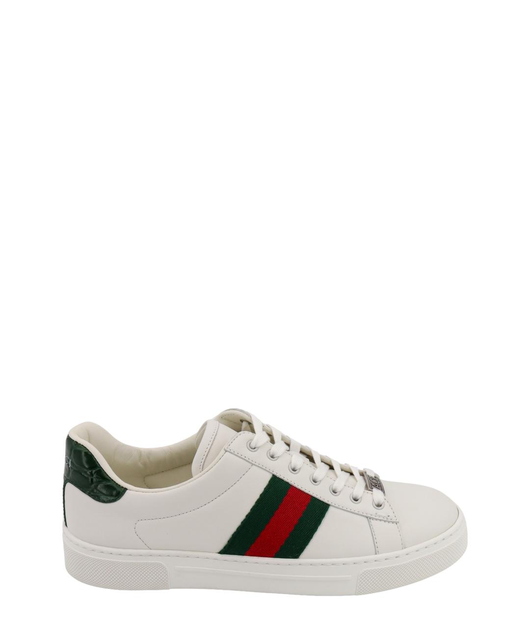 GUCCI Белые кожаные кеды, фото 1