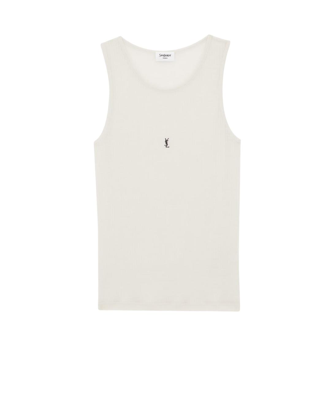 SAINT LAURENT Бежевая хлопковая майка, фото 1