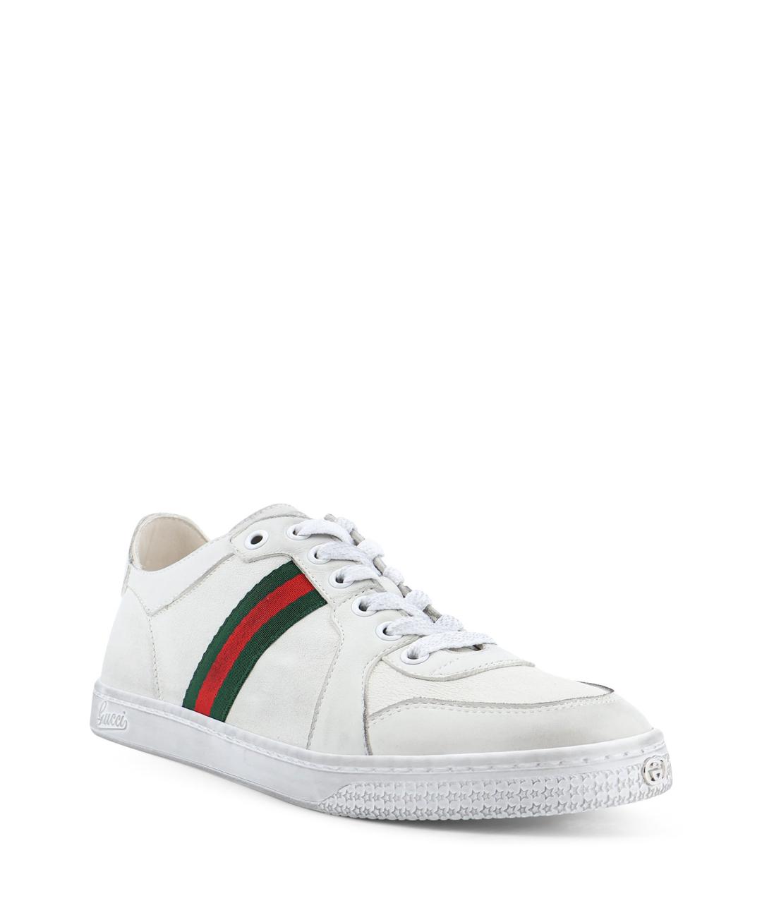 GUCCI Белые кожаные кеды, фото 2