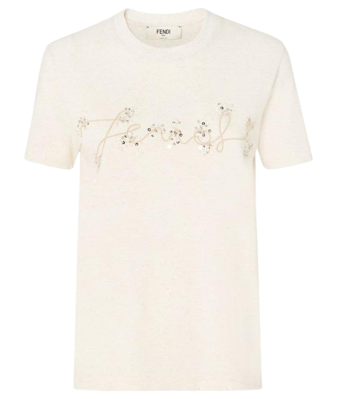 FENDI Белая хлопковая футболка, фото 1