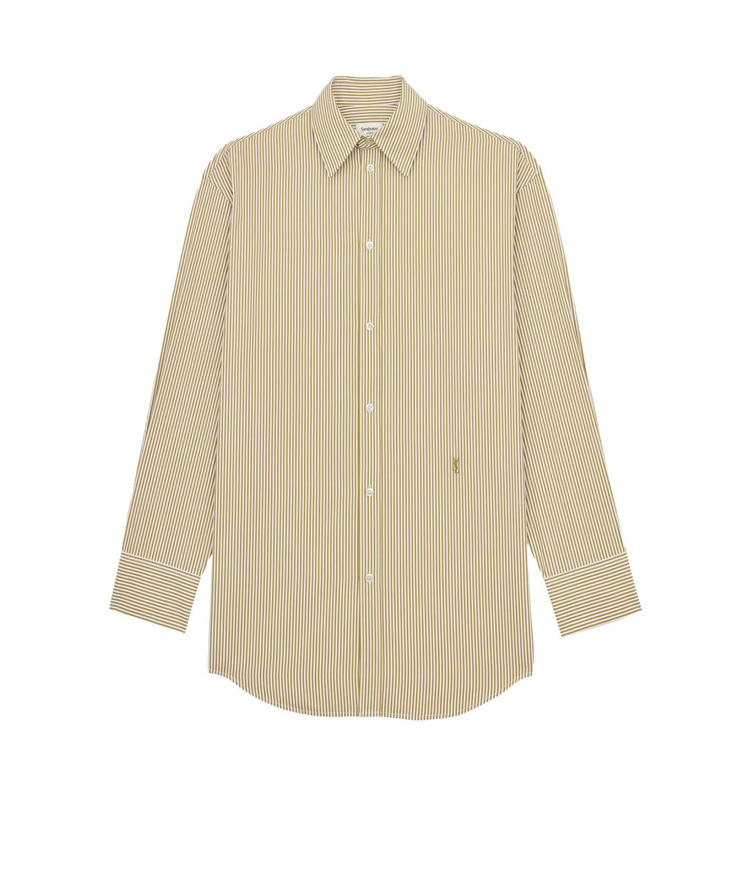 SAINT LAURENT Хаки хлопковая рубашка, фото 1