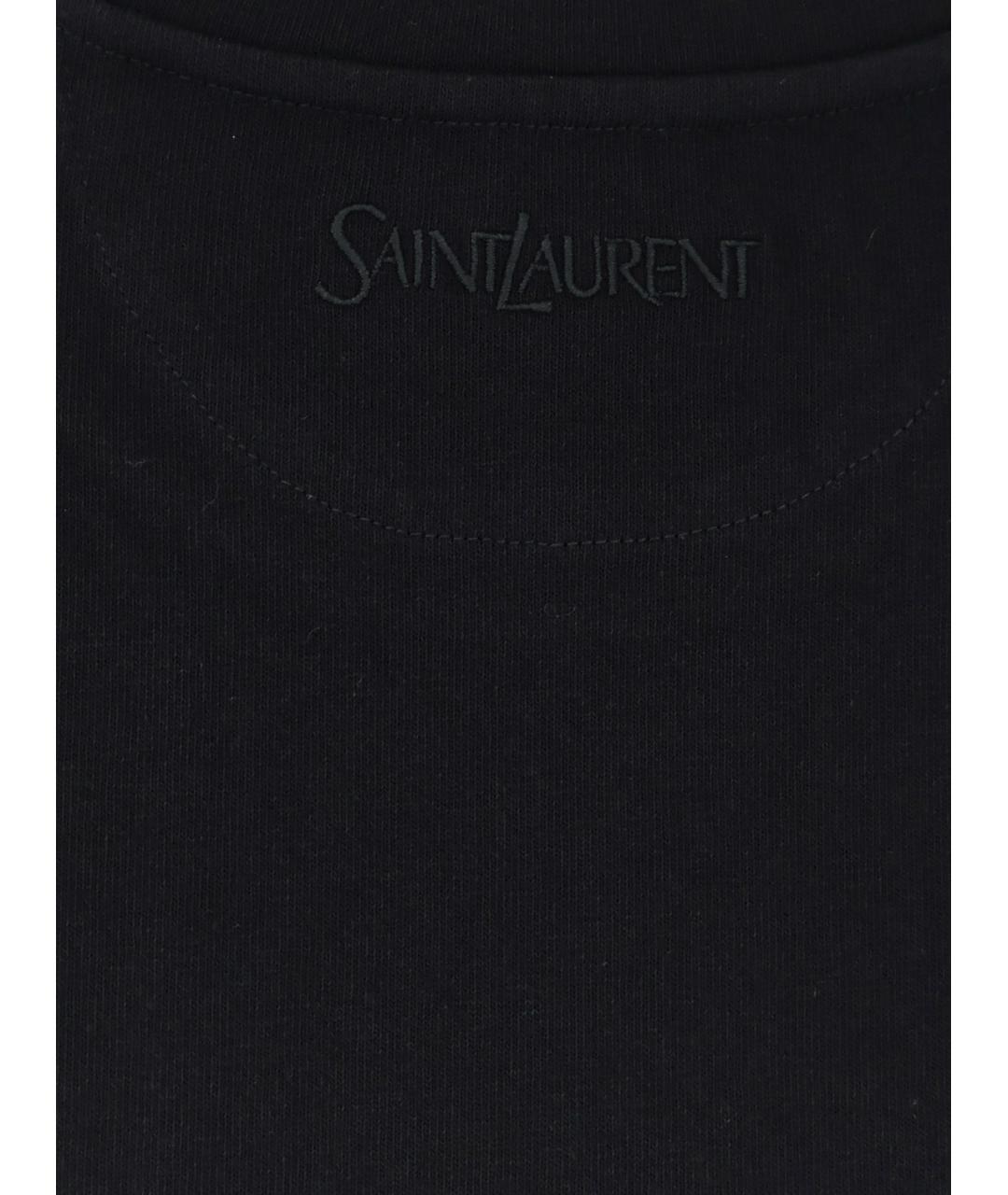 SAINT LAURENT Черная хлопковая футболка, фото 3