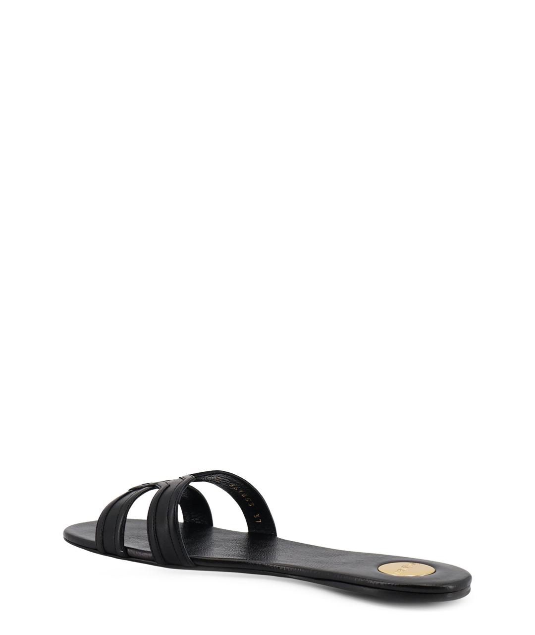 SAINT LAURENT Черные кожаные шлепанцы, фото 3