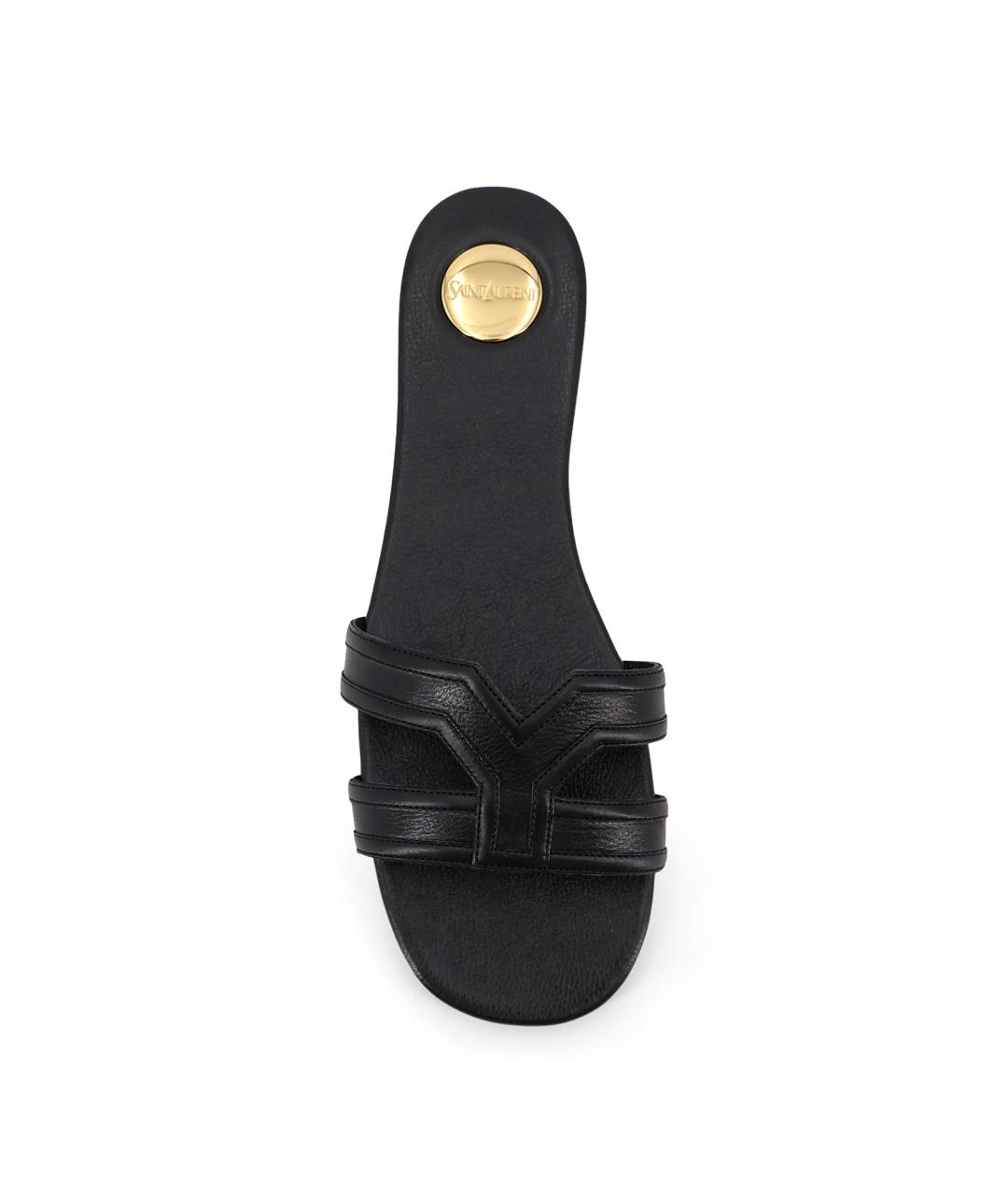 SAINT LAURENT Черные кожаные шлепанцы, фото 4