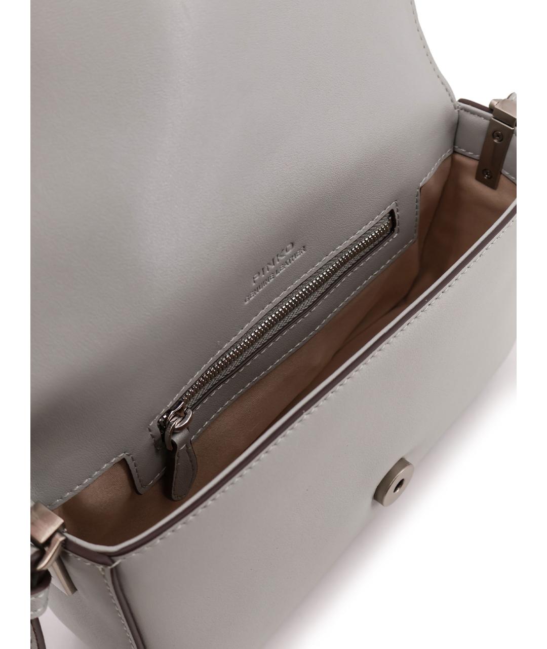 PINKO Серая кожаная сумка через плечо, фото 4