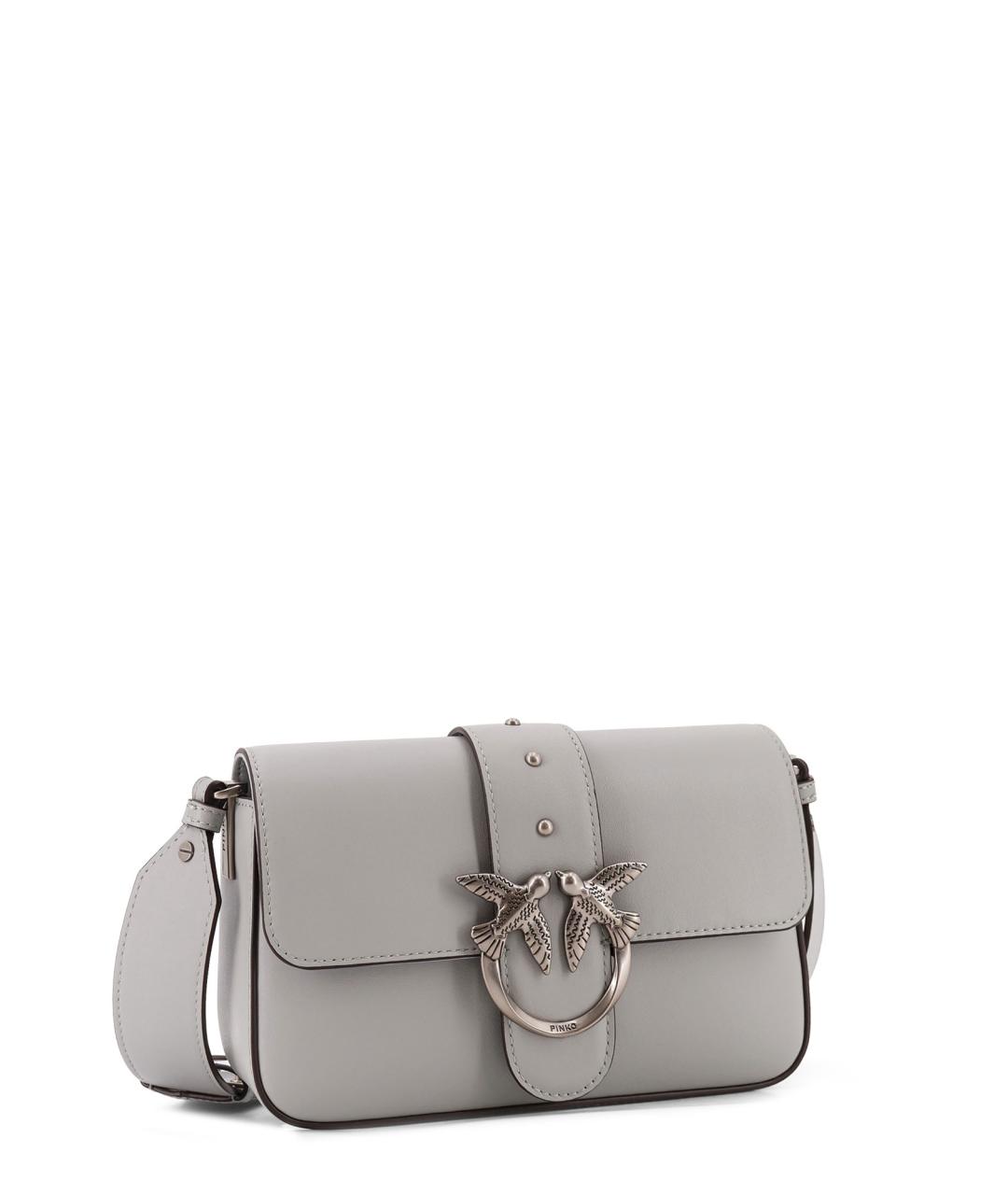 PINKO Серая кожаная сумка через плечо, фото 3