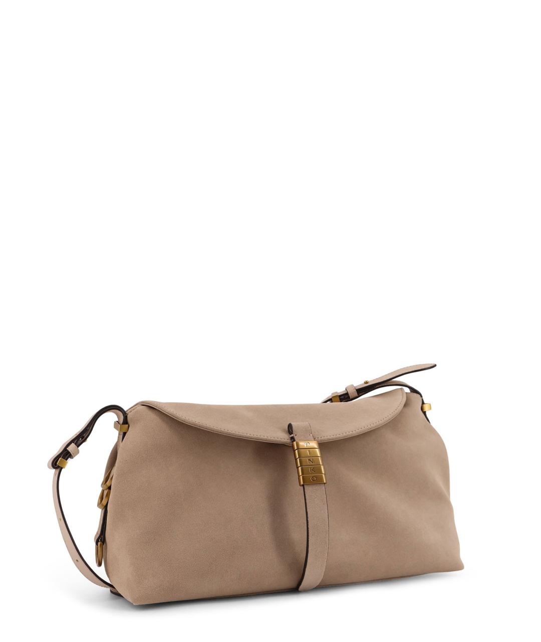 PINKO Бежевая замшевая сумка через плечо, фото 3