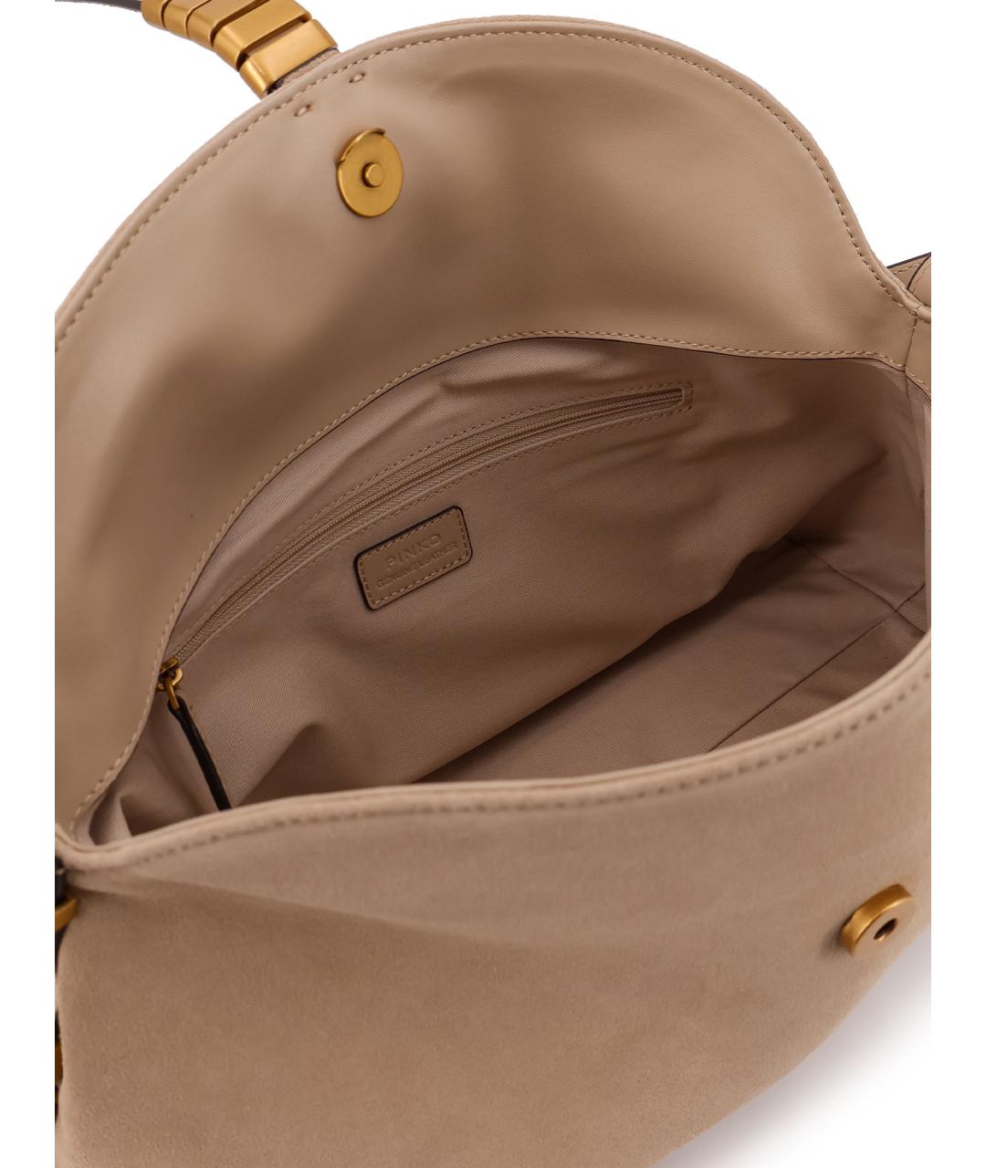 PINKO Бежевая замшевая сумка через плечо, фото 4