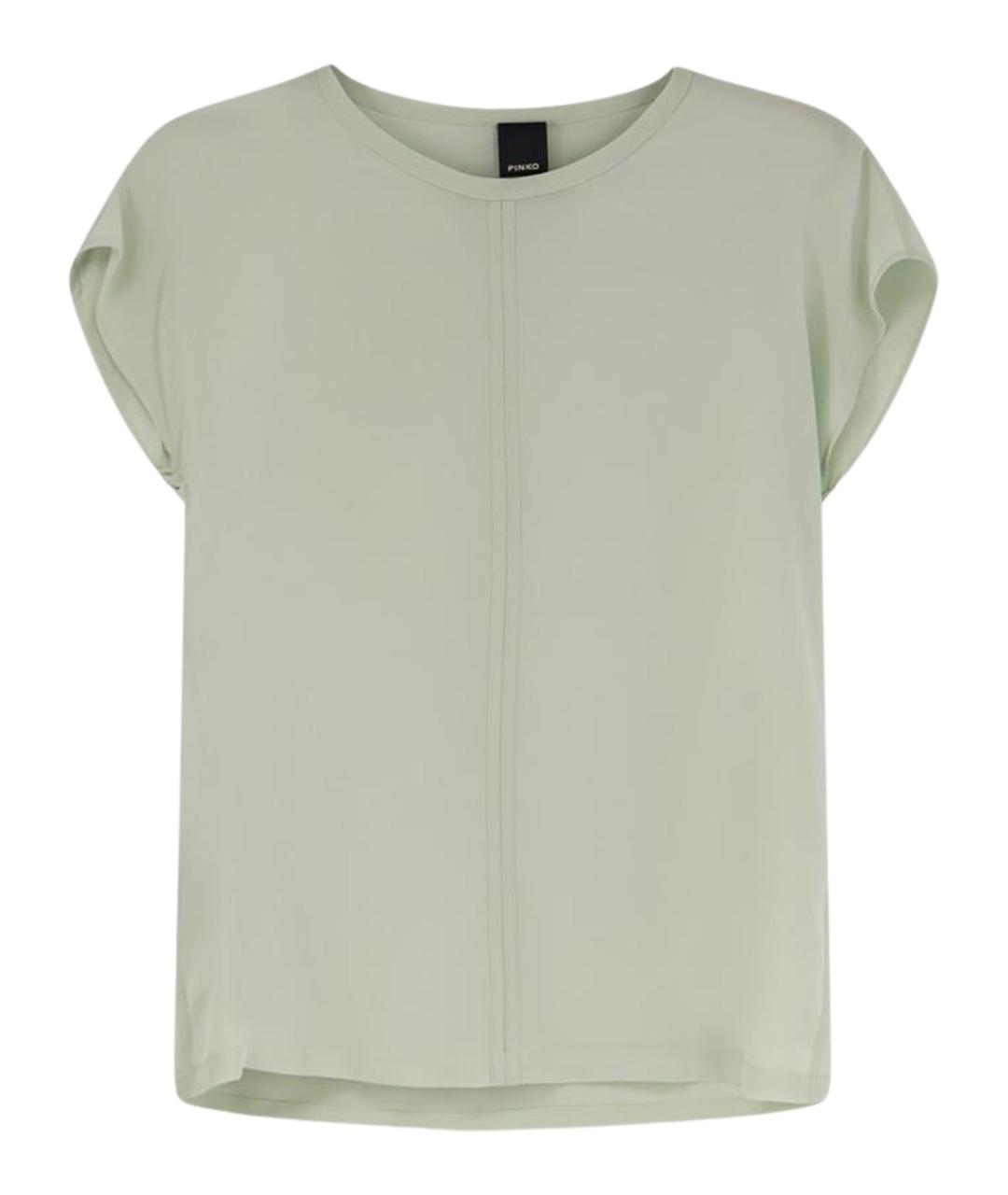 PINKO Зеленая шелковая футболка, фото 1