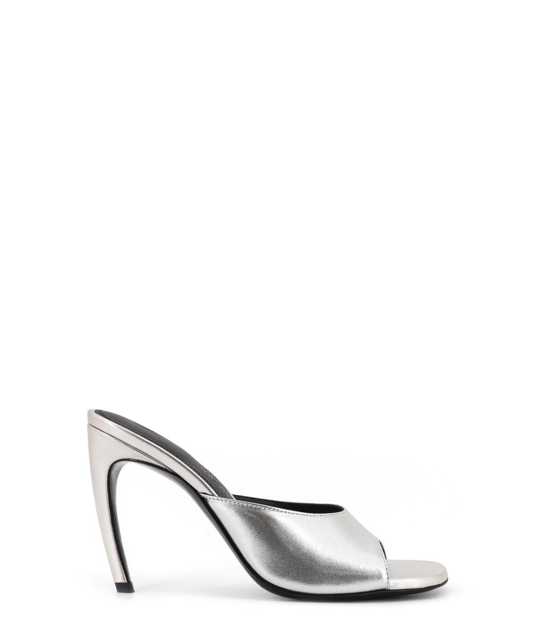 THE ATTICO Серебряные кожаные мюли, фото 1