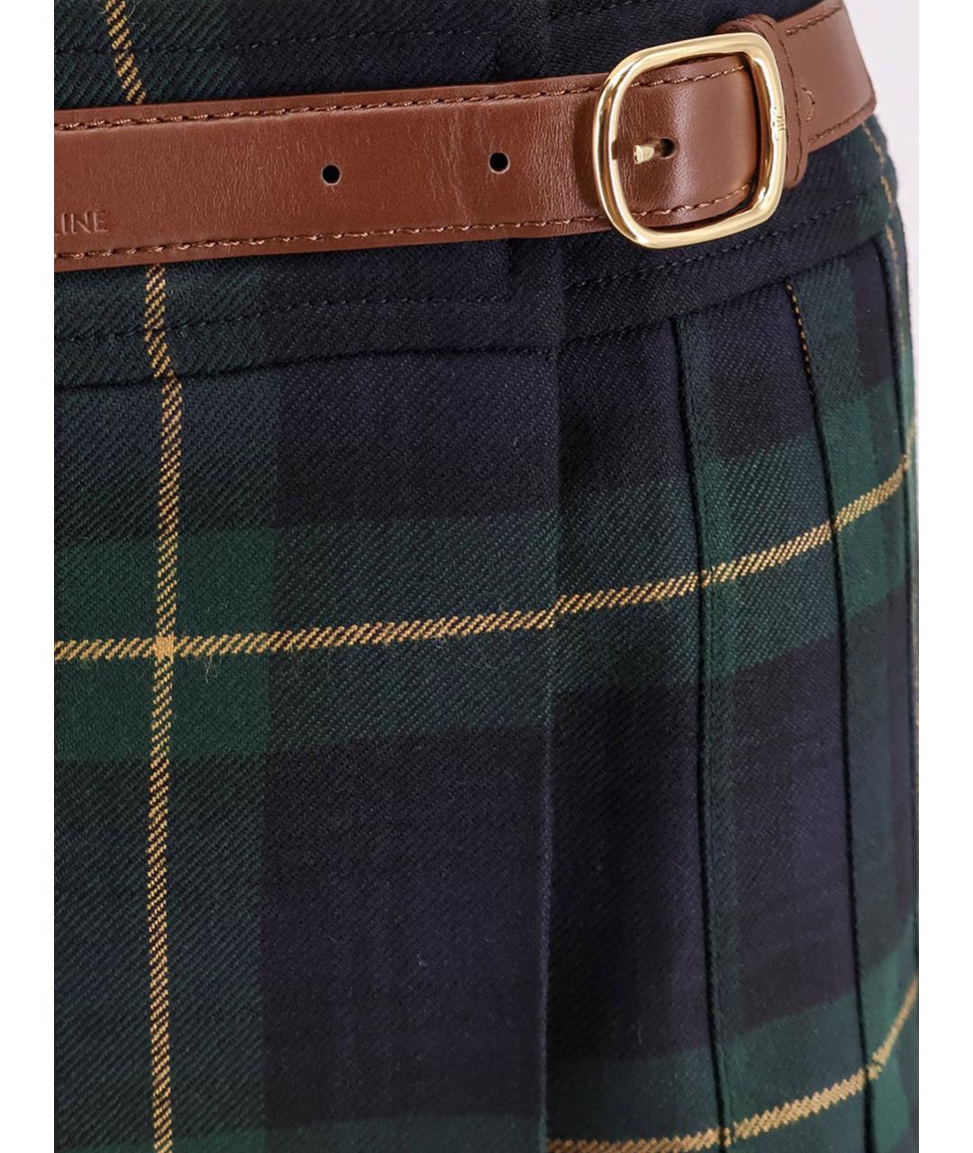 CELINE Зеленая шерстяная юбка мини, фото 3