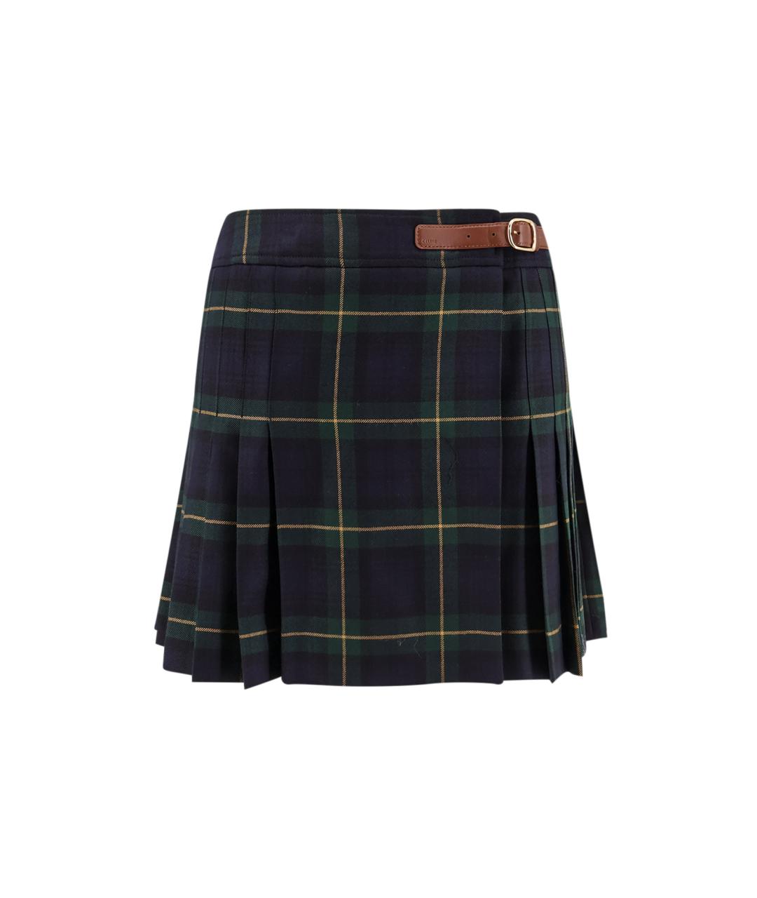 CELINE Зеленая шерстяная юбка мини, фото 1