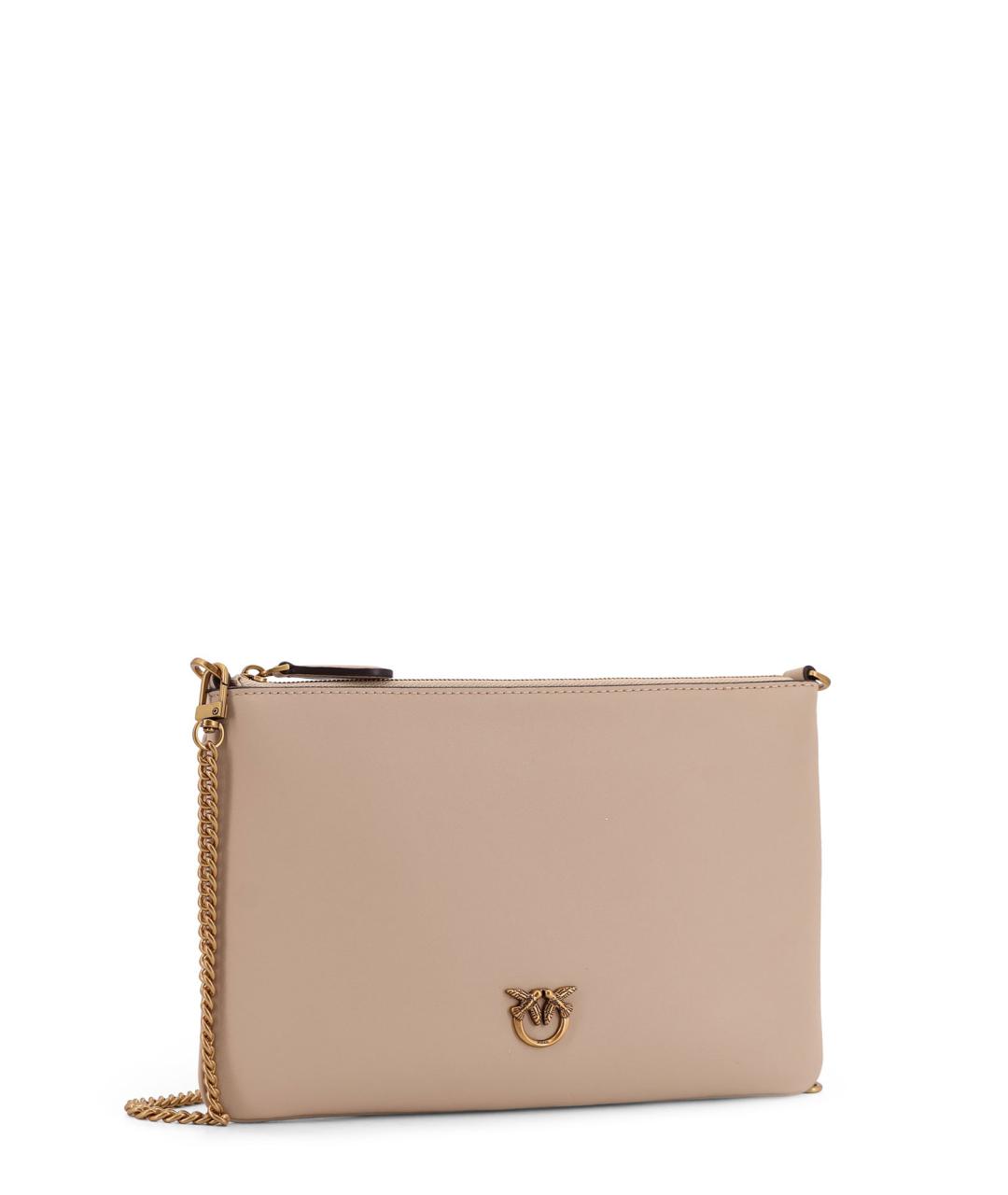 PINKO Бежевая кожаная сумка через плечо, фото 3