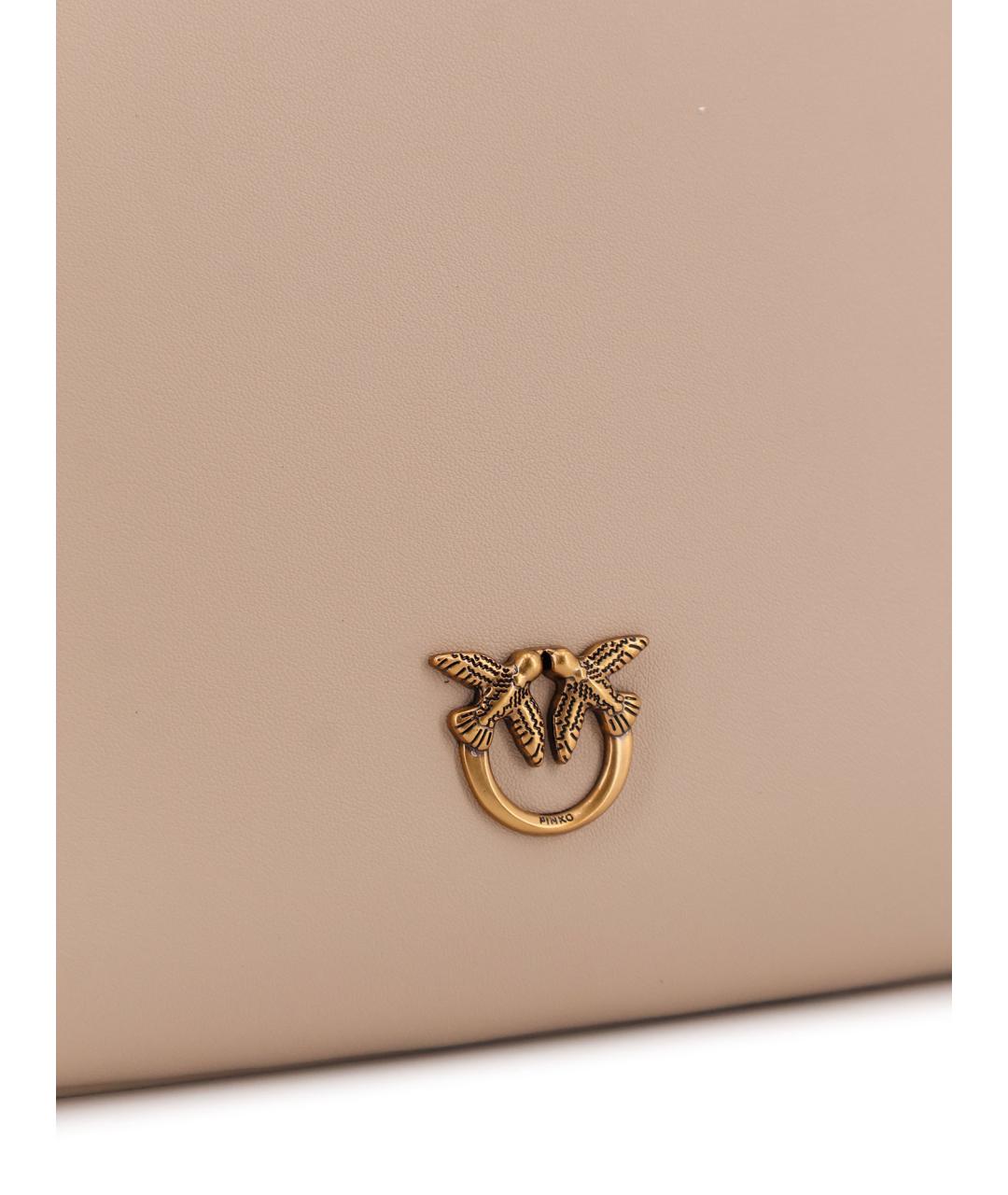 PINKO Бежевая кожаная сумка через плечо, фото 5