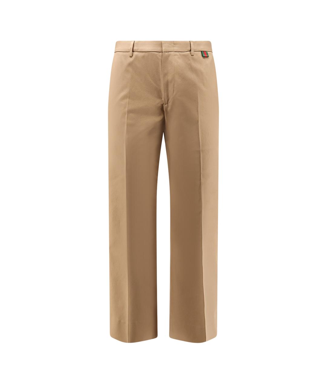 GUCCI Бежевые хлопковые повседневные брюки, фото 1