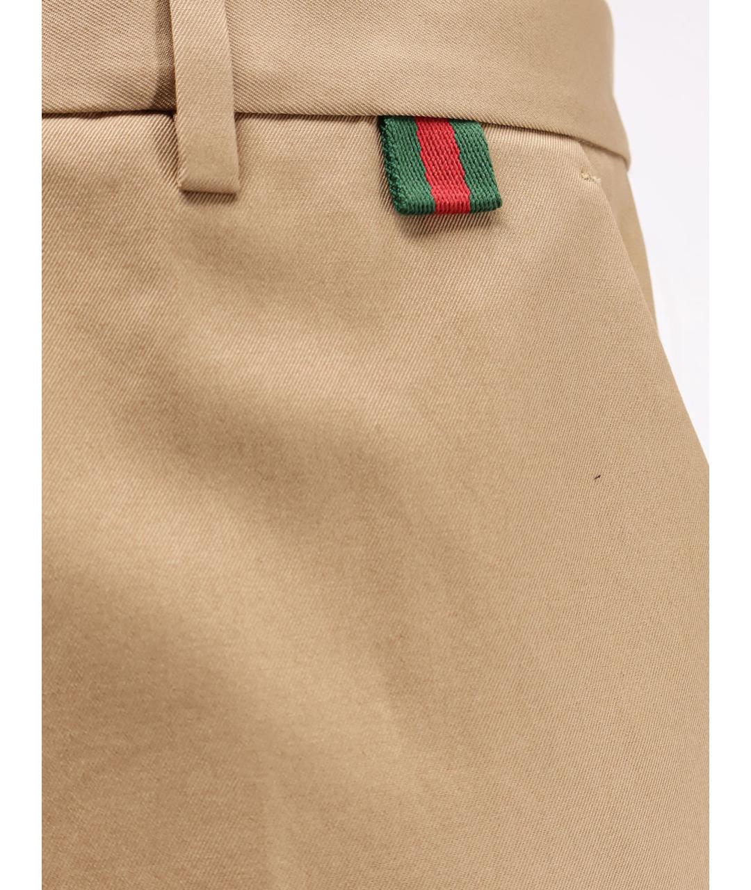 GUCCI Бежевые хлопковые повседневные брюки, фото 3