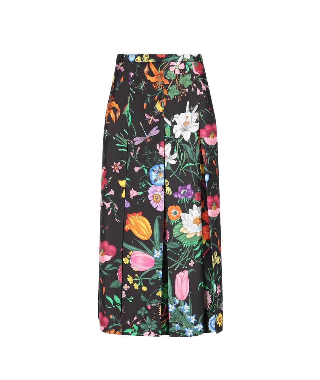 GUCCI Черная шелковая юбка миди, фото 1