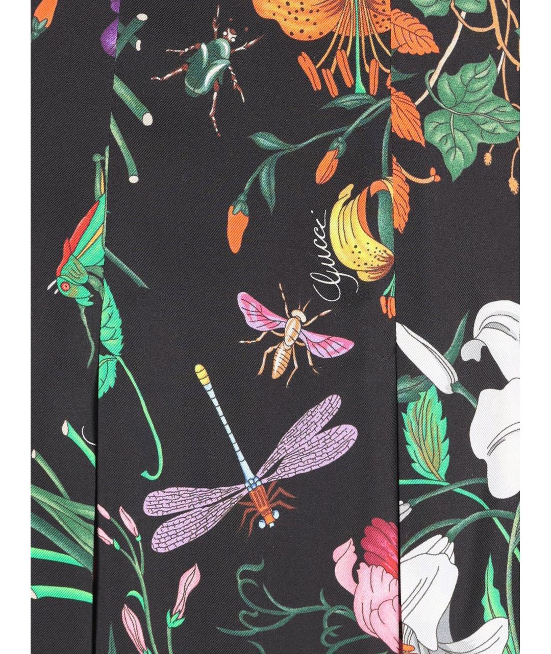 GUCCI Черная шелковая юбка миди, фото 3