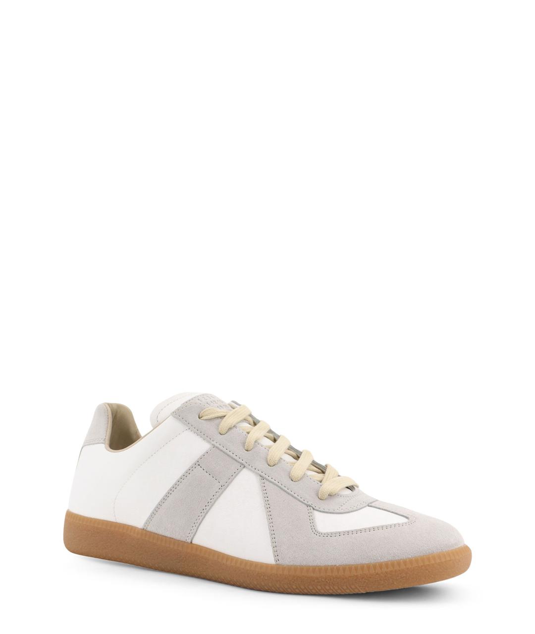 MAISON MARGIELA Белые кожаные низкие кроссовки / кеды, фото 2