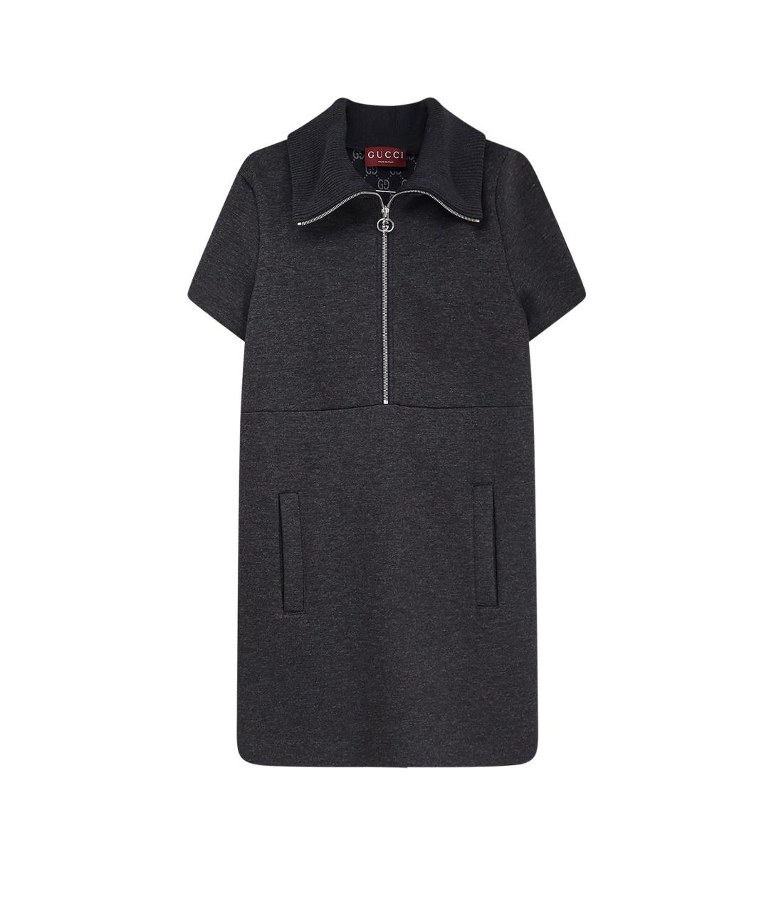 GUCCI Серое вискозное повседневное платье, фото 1