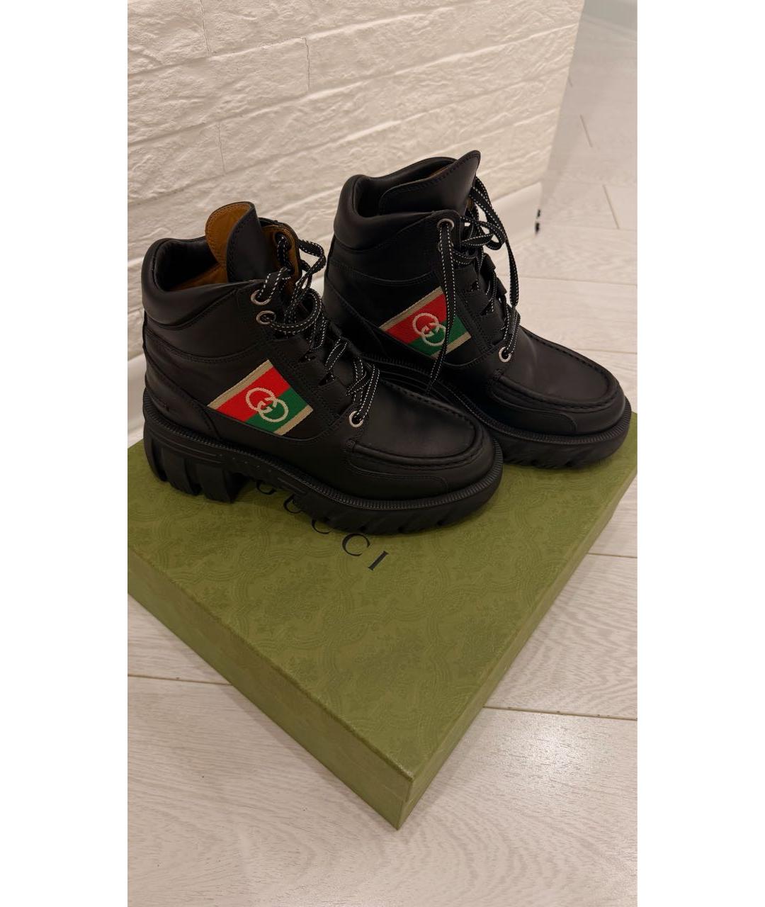 GUCCI Черные кожаные ботинки, фото 4