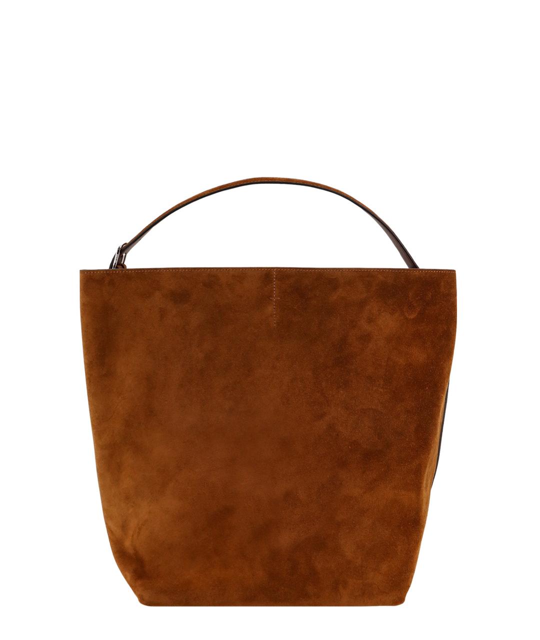 TOTEME Коричневая замшевая сумка тоут, фото 1