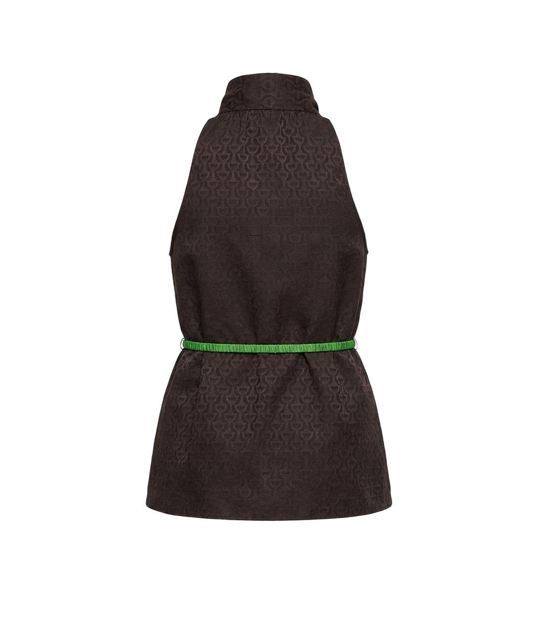 GUCCI Коричневая шелковая блузы, фото 2