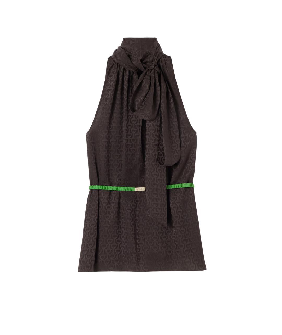 GUCCI Коричневая шелковая блузы, фото 1