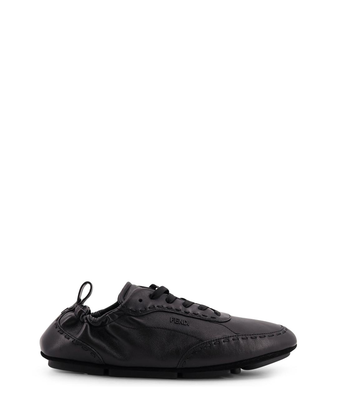 FENDI Черные кожаные низкие кроссовки / кеды, фото 1