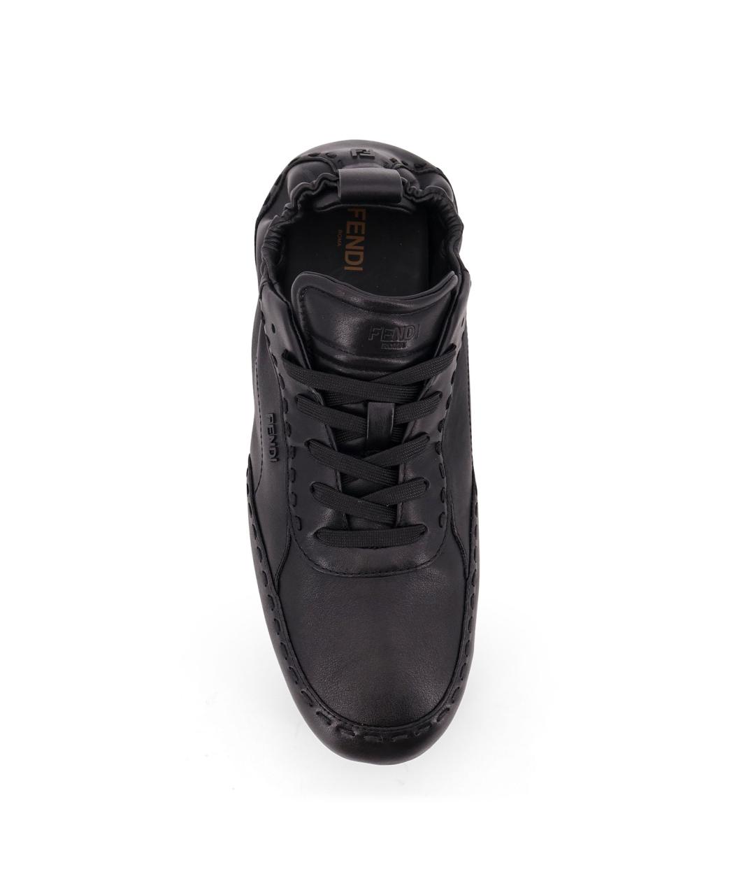 FENDI Черные кожаные низкие кроссовки / кеды, фото 5