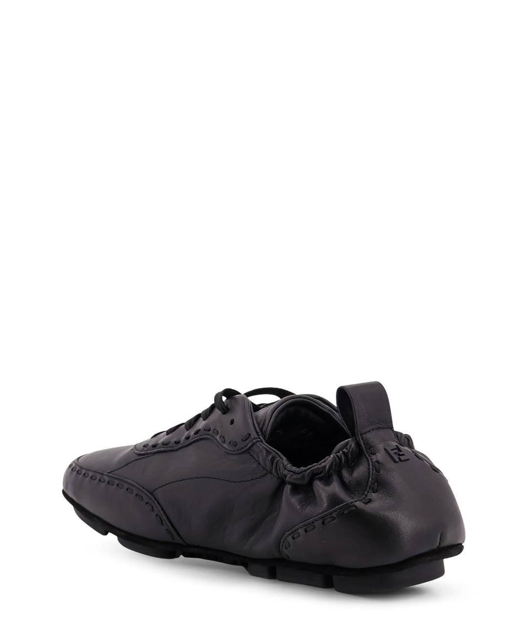 FENDI Черные кожаные низкие кроссовки / кеды, фото 3