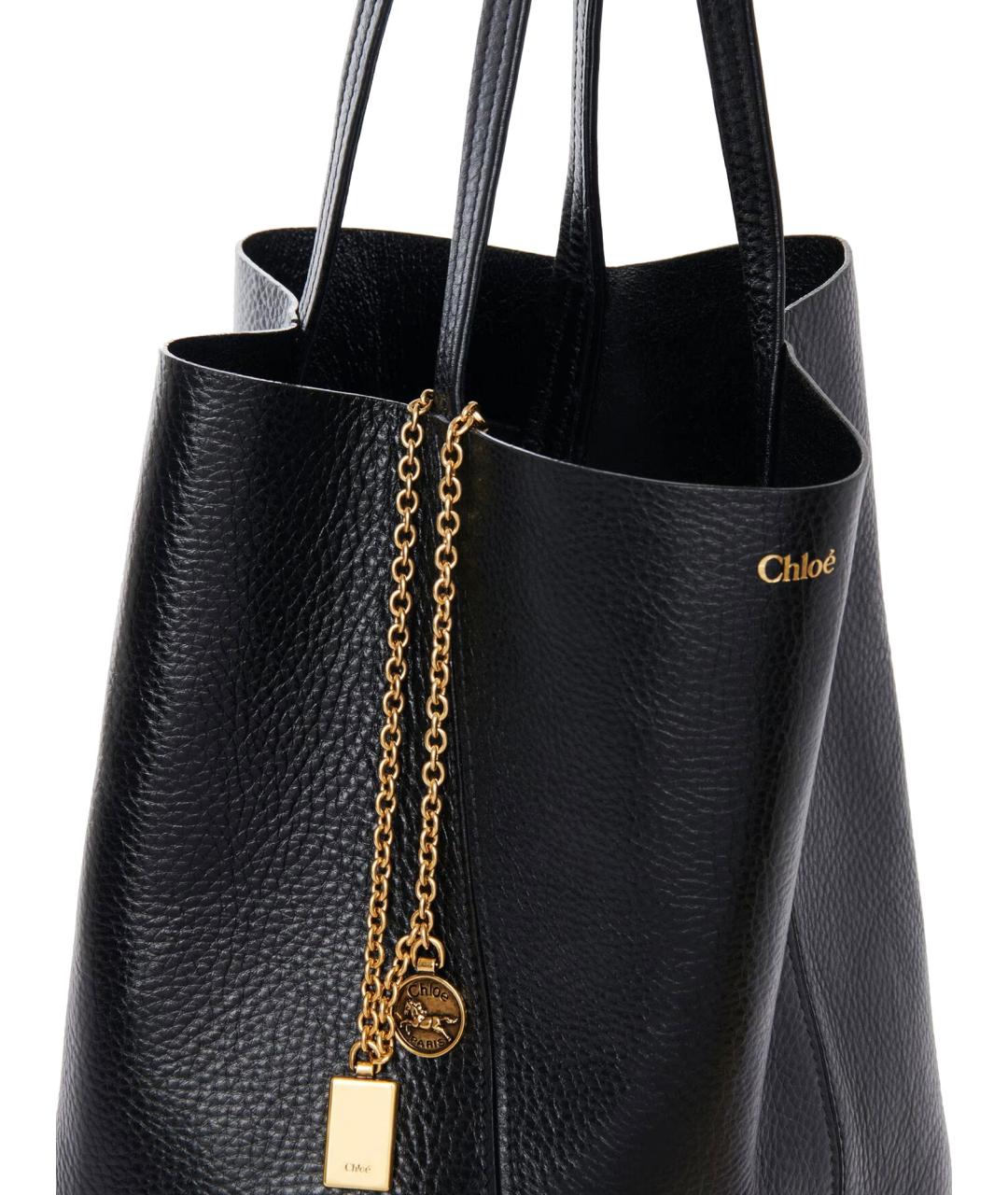 CHLOE Черная кожаная сумка тоут, фото 4