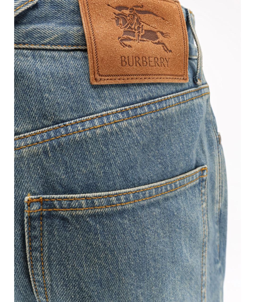 BURBERRY Синие хлопковые прямые джинсы, фото 3