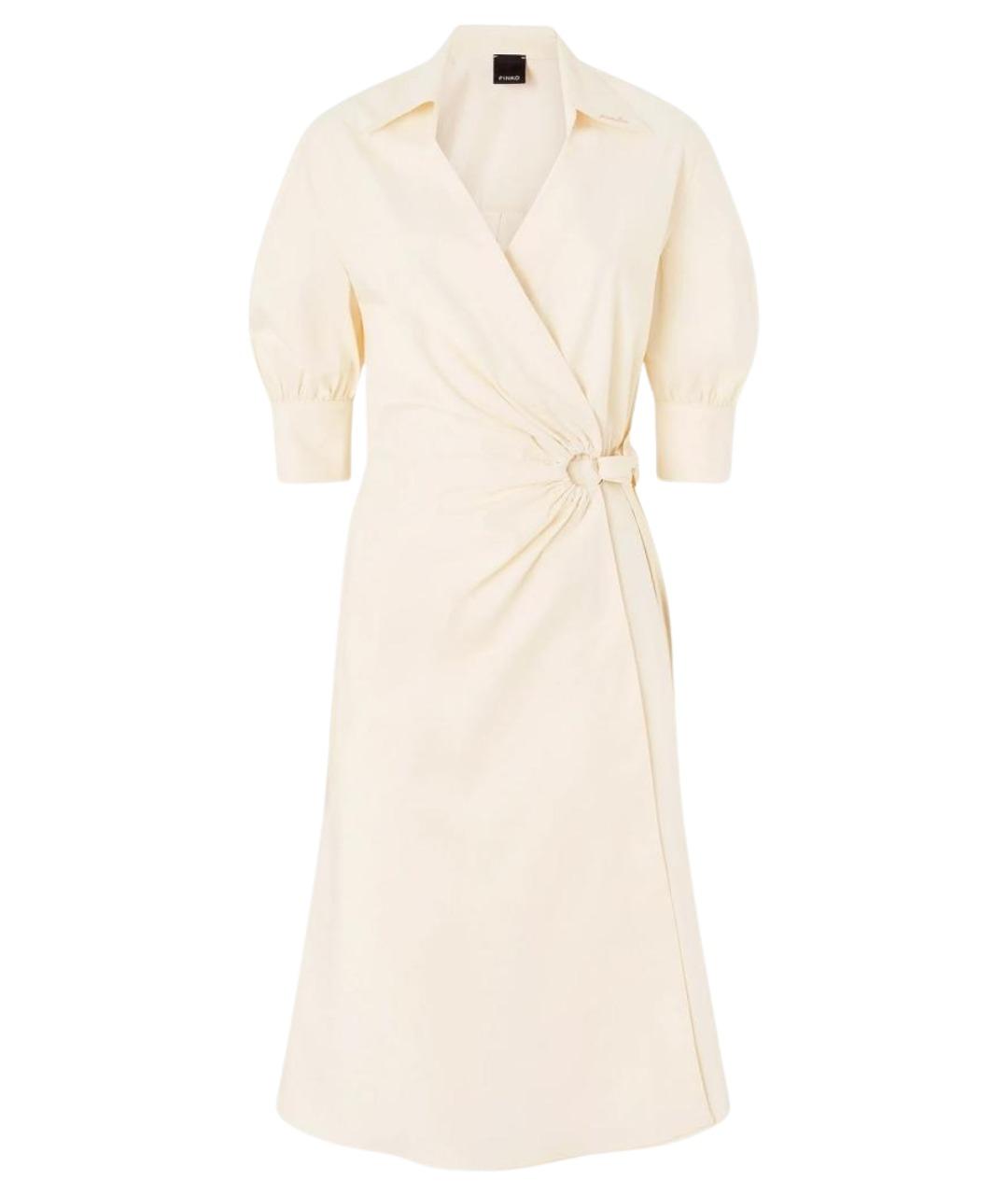 PINKO Бежевое хлопковое повседневное платье, фото 1