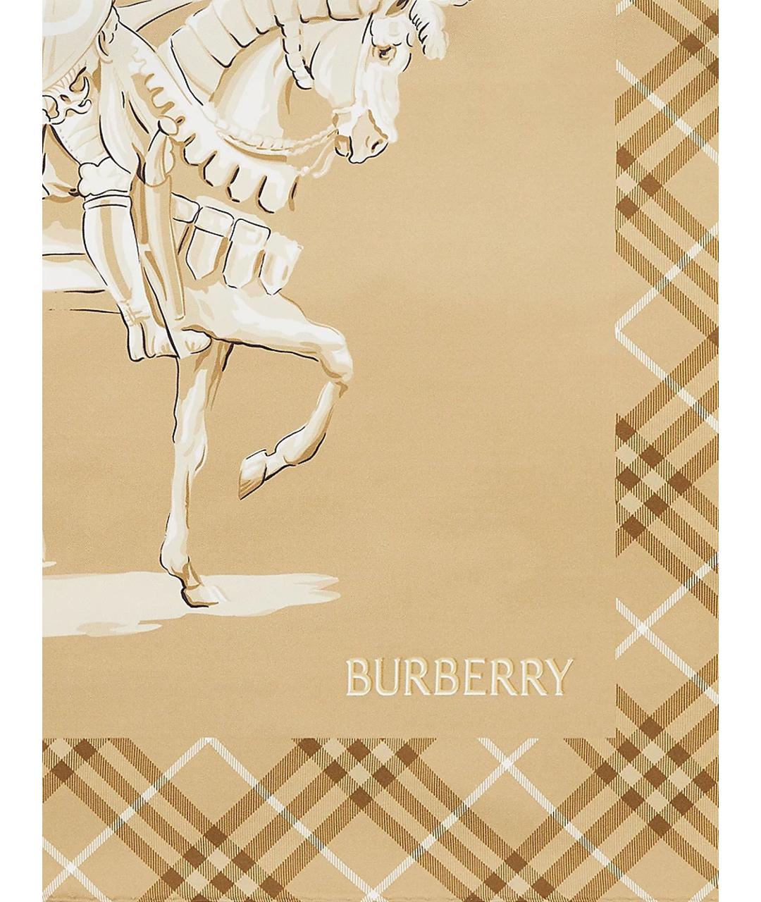 BURBERRY Бежевый шелковый платок, фото 2