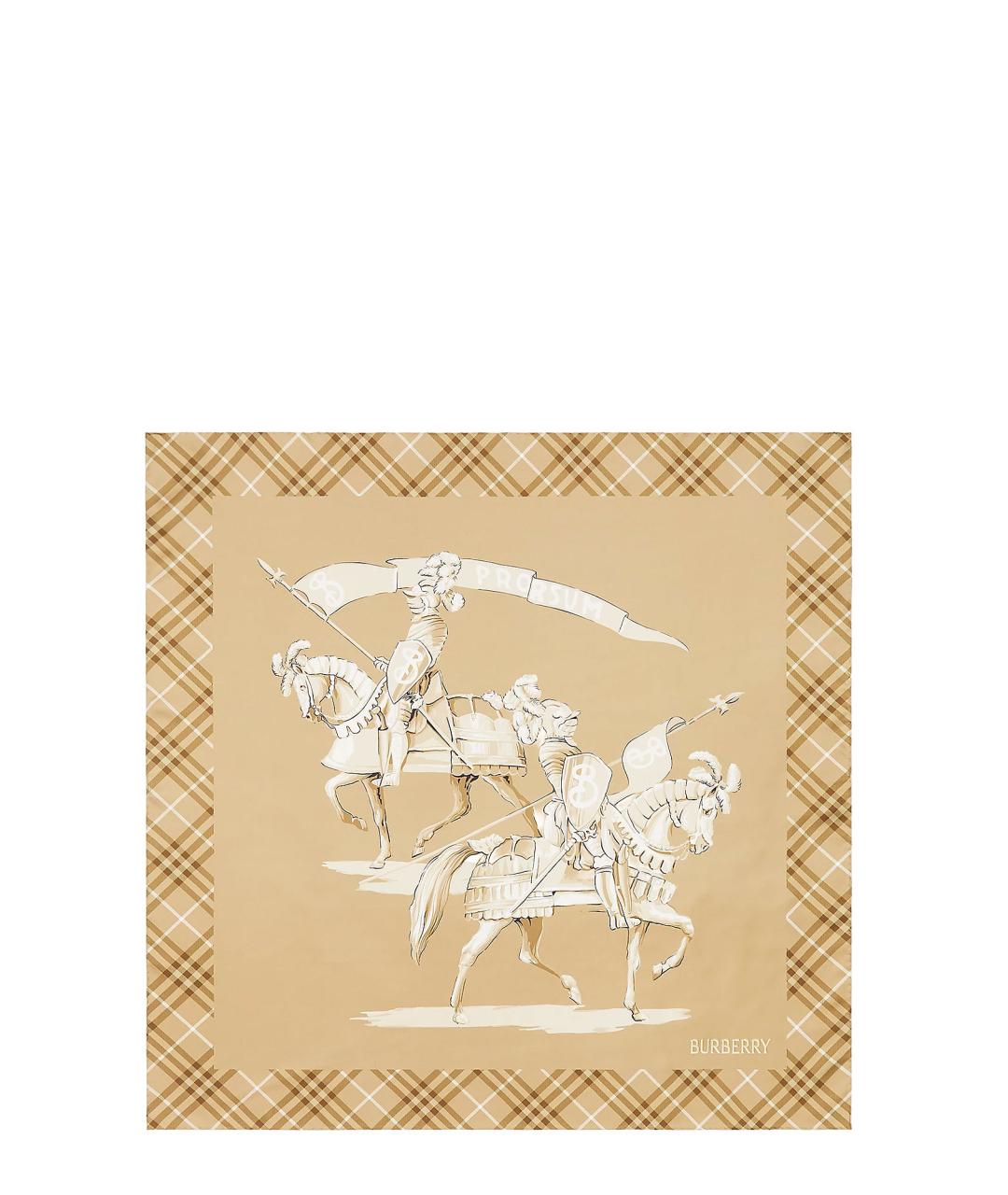 BURBERRY Бежевый шелковый платок, фото 1