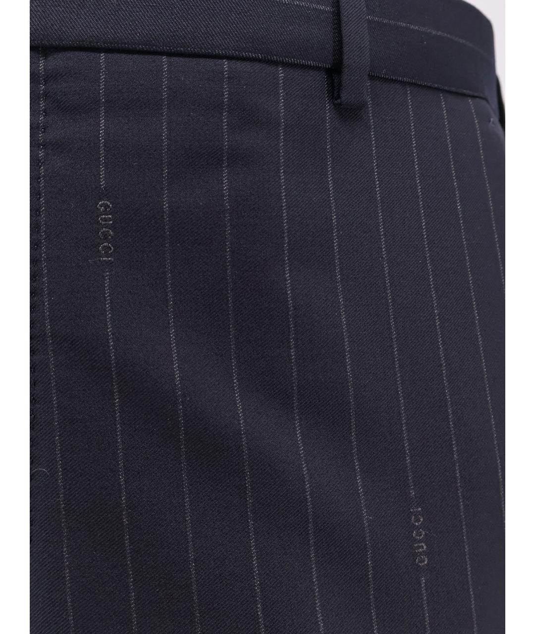 GUCCI Темно-синие шерстяные повседневные брюки, фото 3