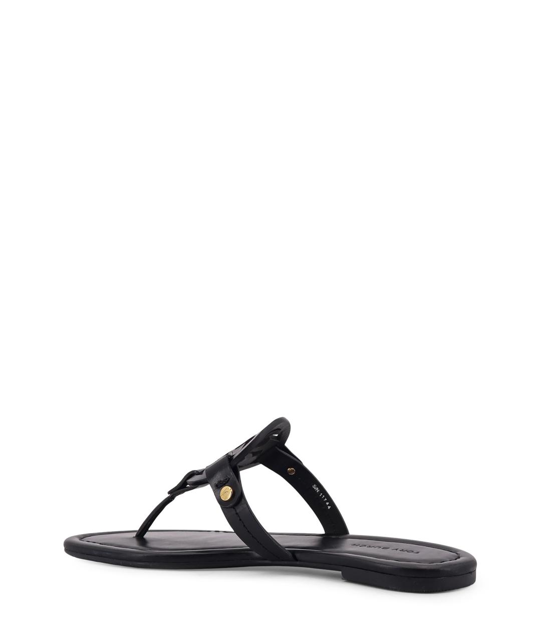TORY BURCH Черные кожаные шлепанцы, фото 3