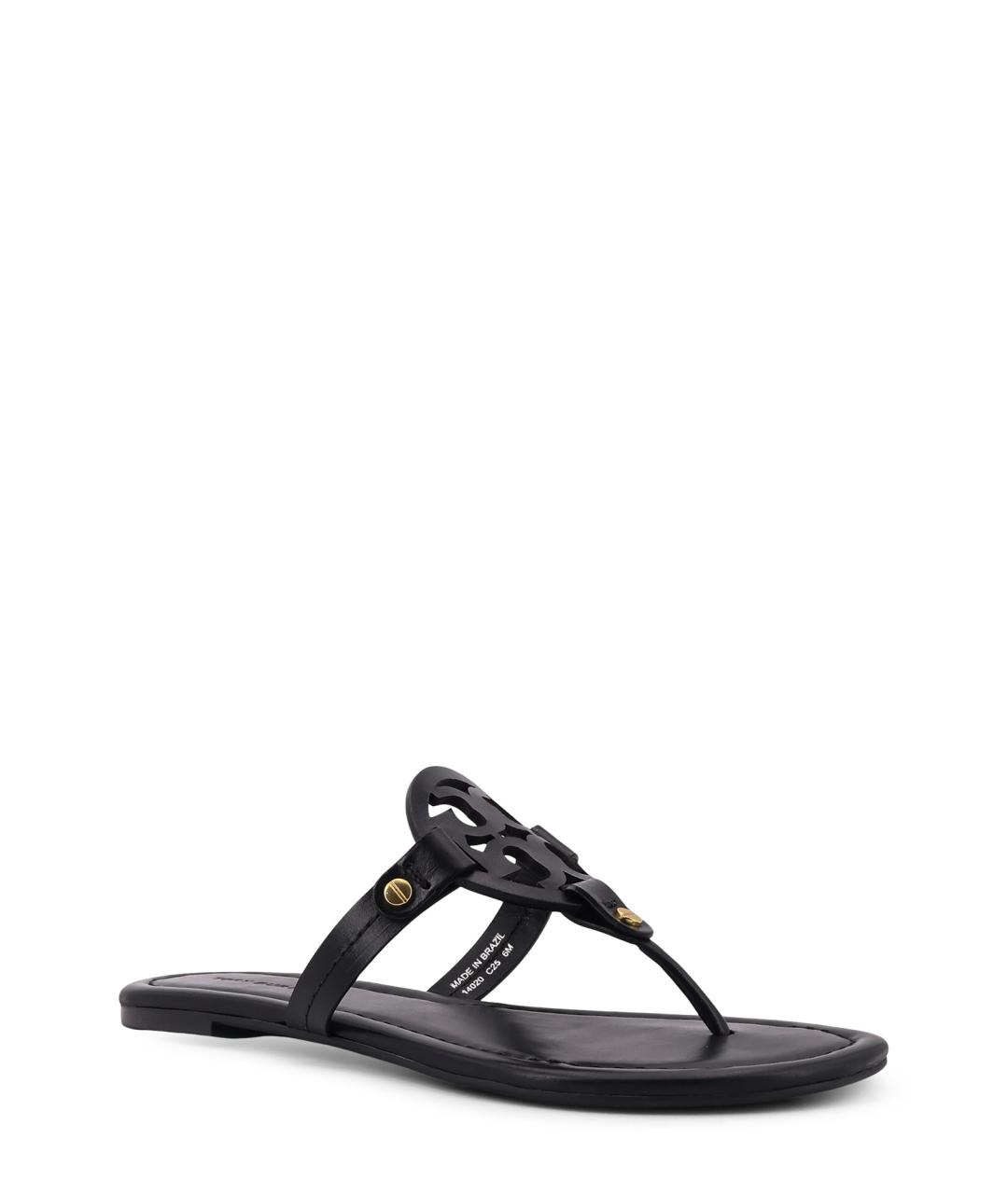 TORY BURCH Черные кожаные шлепанцы, фото 2
