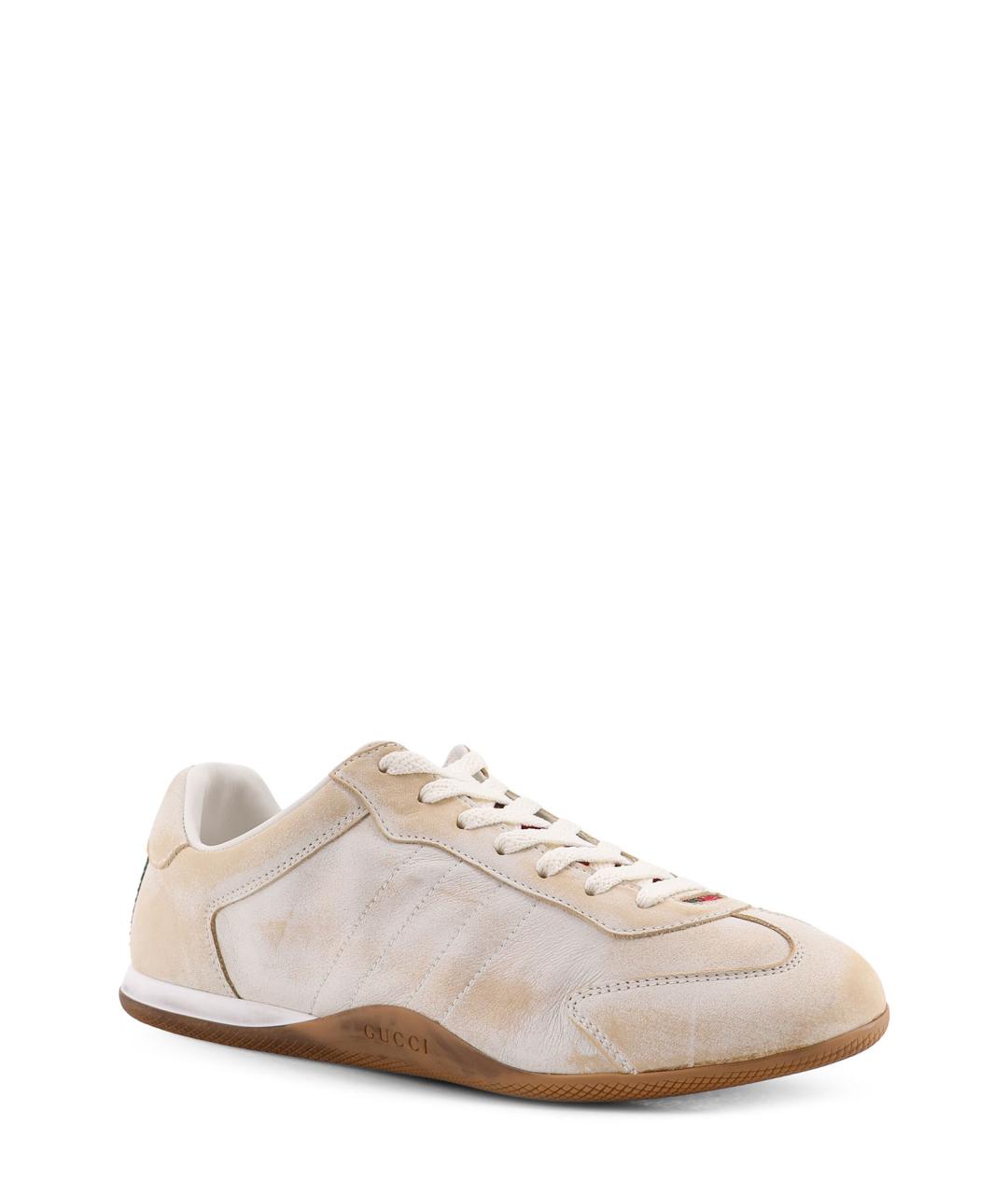 GUCCI Бежевые кожаные кроссовки, фото 2