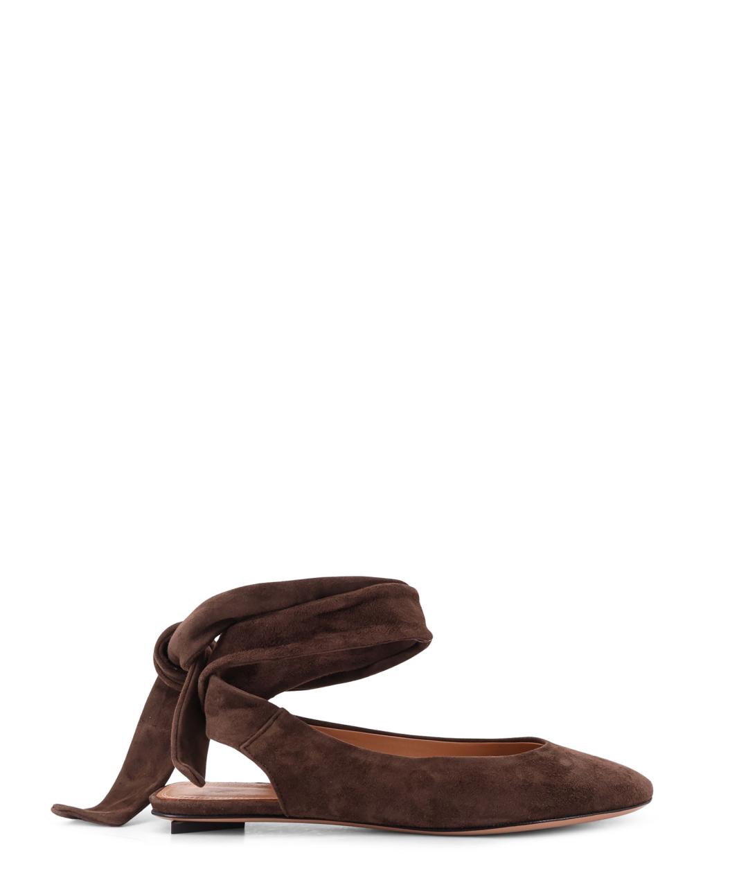 THE ATTICO Коричневые замшевые балетки, фото 1
