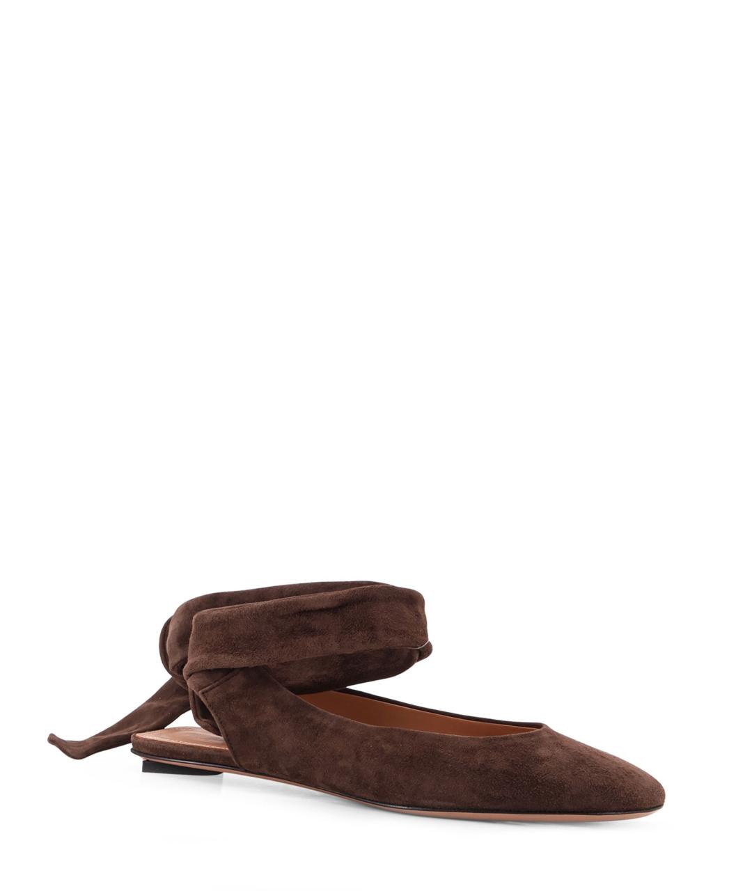 THE ATTICO Коричневые замшевые балетки, фото 2