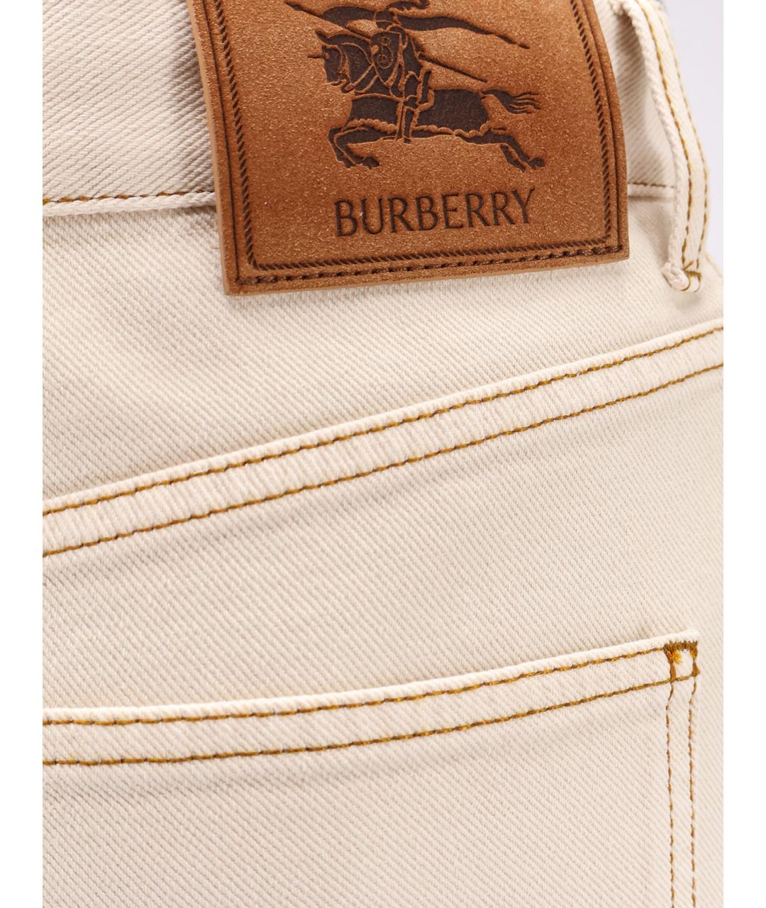 BURBERRY Бежевые хлопковые прямые джинсы, фото 3
